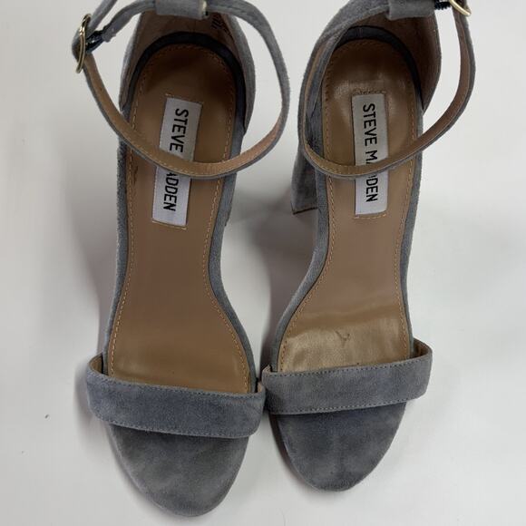 Steve Madden Shoes Womens Size 7.5M Blue Carrson Suede Block Heel Sandal Dressy‎ - Picture 3 of 11